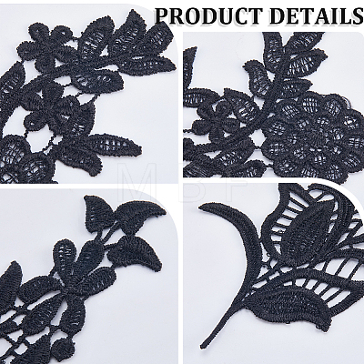 Gorgecraft 4 Pairs 2 Style Polyester Embroidery Flower Lace Appliques DIY-GF0009-08-1