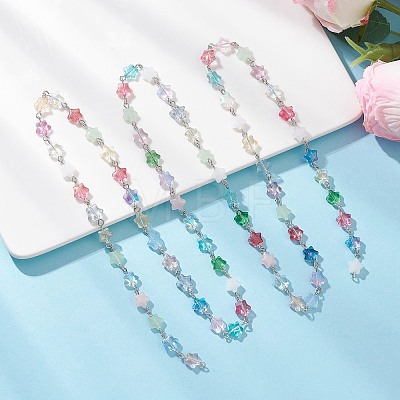 Iron Glass Handmade Star Link Chains AJEW-JB01435-1