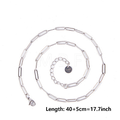 Non-Tarnish 4MM Unisex 304 Stainless Steel Paperclip Chains Necklaces AU9647-1-1