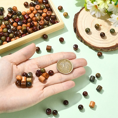 160Pcs 8 Styles Sandalwood Beads WOOD-YW0001-96-1