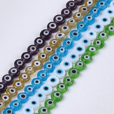 Handmade Evil Eye Lampwork Beads Strands LAMP-S191-02A-M-1