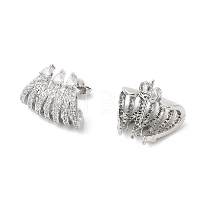 Clear Cubic Zirconia Claw Stud Earrings EJEW-L264-003P-1