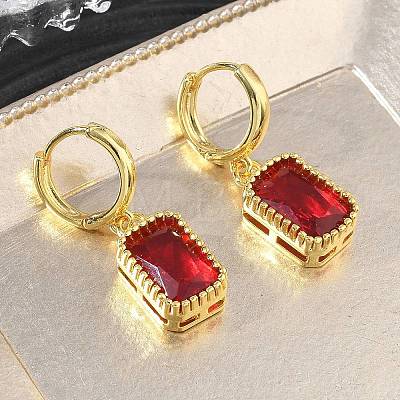 Brass Glass Dangle Hoop Earrings for Women KK-CBA760A-04G-1