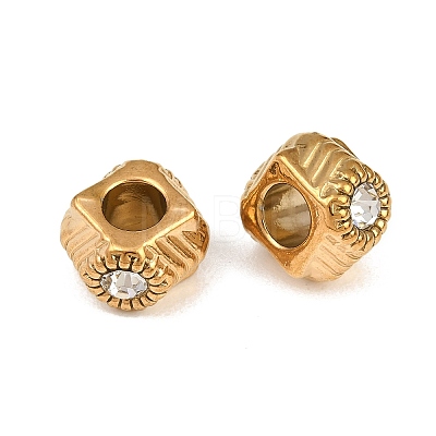304 Stainless Steel Rhinestone European Beads RB-CBA72D5-04G-02-1