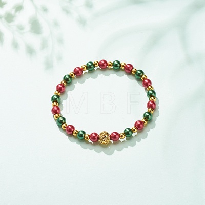 Alloy Gender Symbol & Glass Round Beaded Stretch Bracelet for Women BJEW-JB08511-03-1