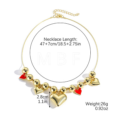 CCB Plastic Heart Pendant Bib Necklaces with Alloy Clasps for Women FS-WGB3FE7-07-1