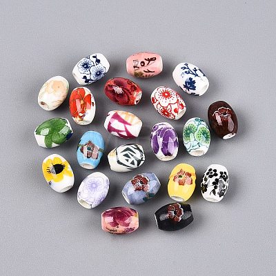 Printed Handmade Porcelain Beads PORC-Q007-13A-1