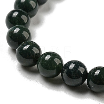 8.5mm Round Natural Moss Agate Beaded Stretch Bracelets BJEW-C074-01P-1