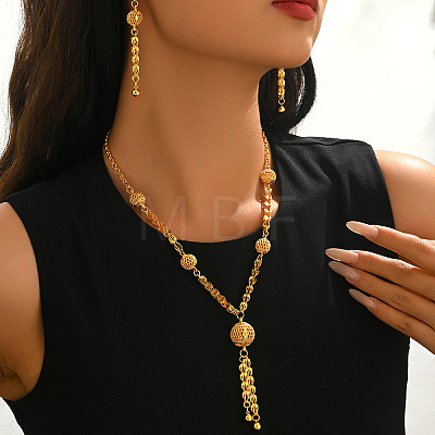 Vintage Alloy Hollow Round Tassel Earrings & Necklaces for Women KT6251-1