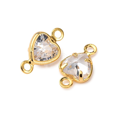 Brass Pave Clear Cubic Zirconia Connector Charms KK-Z121-06G-03-1