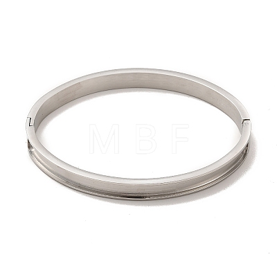 Egg Shaped 201 Stainless Steel Grooved Hinged Bangles LS-STAS-G306-04P-1