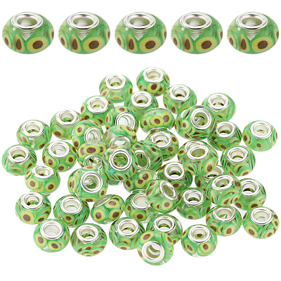 50Pcs Transparent Resin European Rondelle Beads RPDL-SC0001-09A-1
