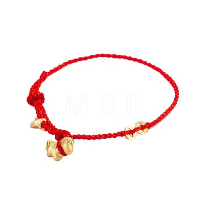 Brass Horse Charm Adjustable Braided Cotton Cord Bracelet for Women WG3613E-01-1