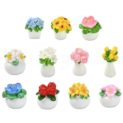 22 Pcs 11 Styles Resin Flower Ornaments DJEW-CJ0001-24-1