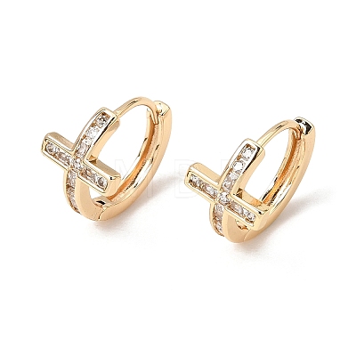Brass Micro Pave Cubic Zirconia Hoop Earrings KK-CBACA55-18G-1
