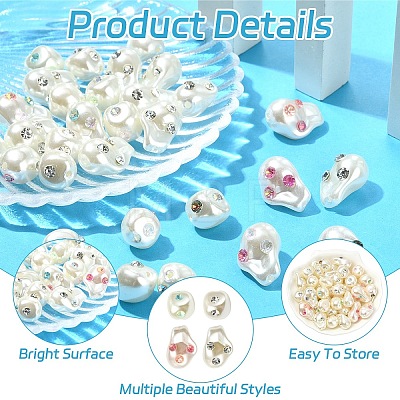 20Pcs 4 Styles Baroque Style ABS Plastic Imitation Pearl Beads SACR-YW0002-16-1