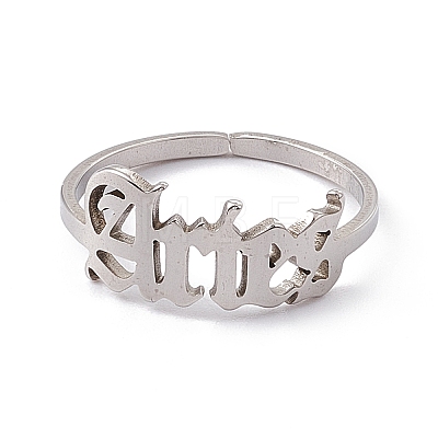 304 Stainless Steel Constellation Open Cuff Ring for Women RJEW-C035-01H-P-1