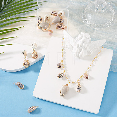 14Pcs 7 Styles Electroplated Natural Mixed Shell Pendants BSHE-TA0001-34A-1