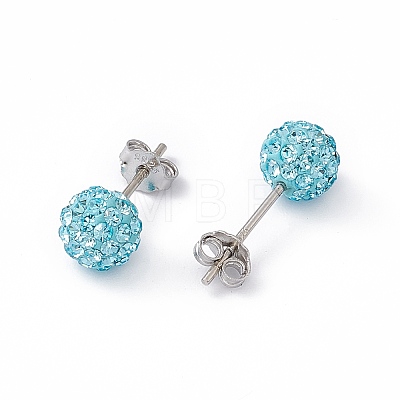 Sexy Valentines Day Gifts for Her Sterling Silver Austrian Crystal Rhinestone Ball Stud Earrings Q286J031-1