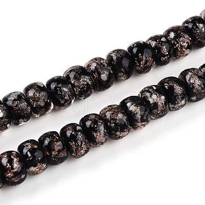 Luminous Handmade Gold Foil Glass Beads Strands FOIL-N029-02A-01-1