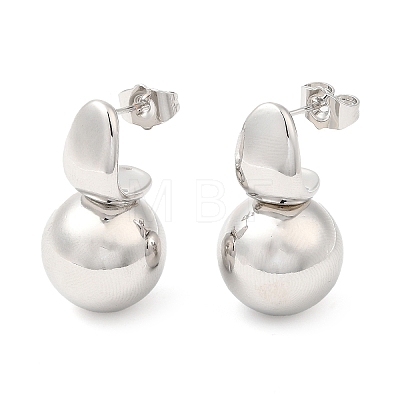 Brass Round Ball Dangle Stud Earrings X-EJEW-K251-02P-1