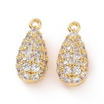 Brass Micro Pave Clear Cubic Zirconia Charms ZIRC-F133-03G-1