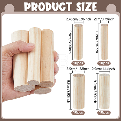 28Pcs 4 Styles Wood Round Stick WOOD-GA0002-12-1