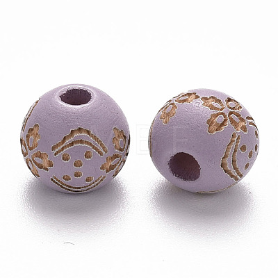Painted Natural Wood Beads X-WOOD-N006-03A-12-1
