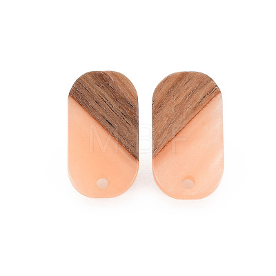 Two Tone Resin & Walnut Wood Stud Earring MAK-N032-034-1