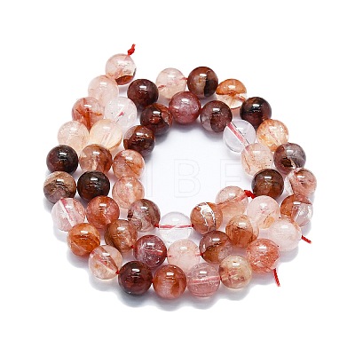 Natural Red Hematoid Quartz/Ferruginous Quartz Beads Strands G-K245-A02-04-1