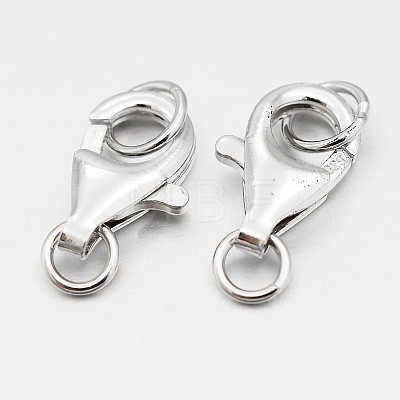 Anti-Tarnish Rhodium Plated 925 Sterling Silver Lobster Claw Clasps STER-O015-E-04-1