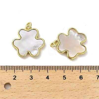 Brass Pave Shell Pendants KK-K365-08A-G-1