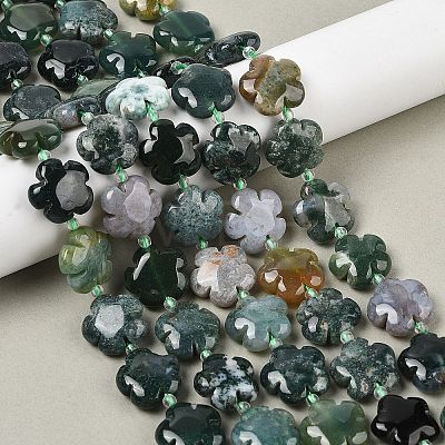 Natural Moss Agate Beads Strands G-NH0009-A01-02-1