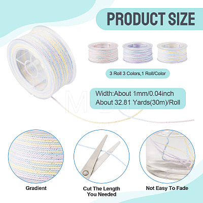 3 Roll 3 Colors Segment Dyed Cotton & Metallic String Threads OCOR-TA0004-12-1