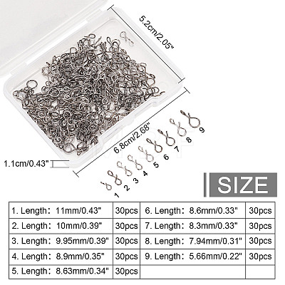 270Pcs 9 Style 304 Stainless Steel Fly Hook Lure Snap FIND-FH0002-95-1