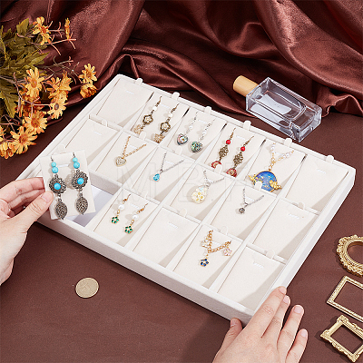 18 Grids Velvet Jewelry Pendant Display Trays ODIS-WH0043-165B-1