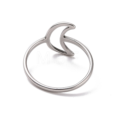 201 Stainless Steel Crescent Moon Finger Ring RJEW-J051-37P-1