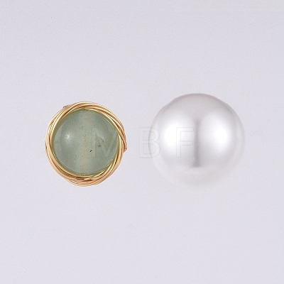 Natural Green Aventurine Ball Stud Earrings EJEW-JE03980-04-1