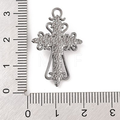 Cross Theme Brass Micro Pave Clear Cubic Zirconia Pendants ZIRC-I067-04B-02-1