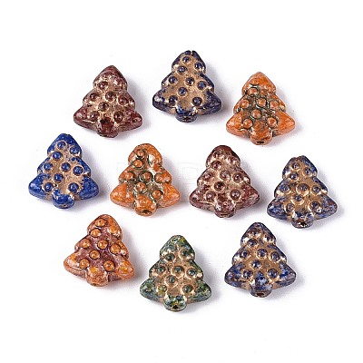 Picasso Baking Paint & Golden Metal Enlaced Glass Beads DGLA-T004-55M-1