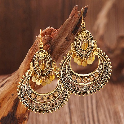 Teardrop Bohemian Style Alloy Rhinestone Dangle Earrings FS-WG4F242-02-1