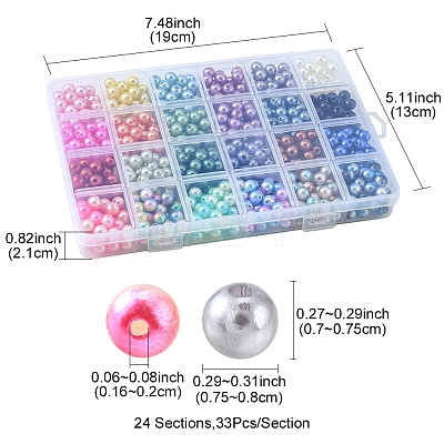 792Pcs 24 Style ABS Plastic & Acrylic Imitation Pearl Beads OACR-YW0001-29-1