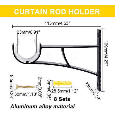 Aluminum Alloy Curtain Rod Support Sets TOOL-WH0039-41-1