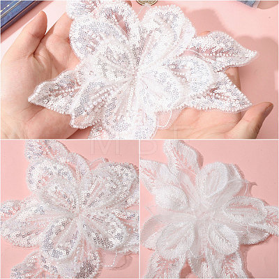 2Pcs Fabric with Tube Beads and Pearl Beads & Sequins Patches DIY-PH0038-13B-1