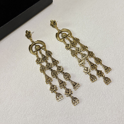 Geometric Alloy Chandelier Earrings for Women WG4494D-02-1