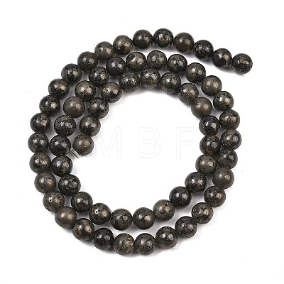 Natural Pyrite Beads Strands G-P303-01-6mm-16-1