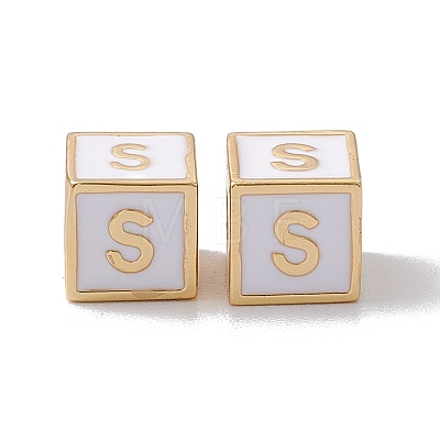 Rack Plating Brass Enamel Beads KK-B060-04G-04S-1