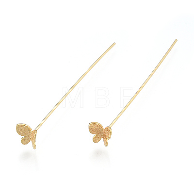 Brass Butterfly Head Pins KK-N259-44-1