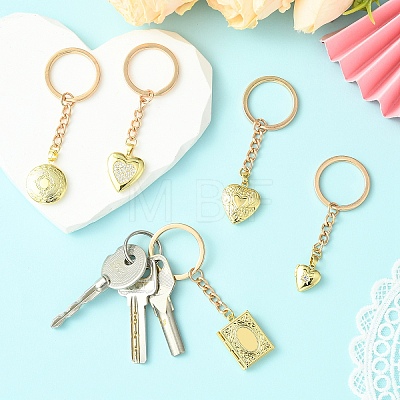 5Pcs Brass Locket Pendant Keychains KEYC-YW00267-1