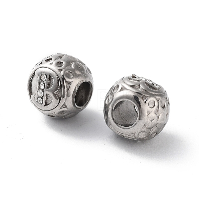 304 Stainless Steel Rhinestone European Beads STAS-A092-10B-P-1